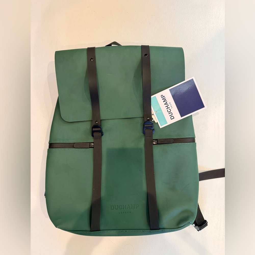 NWT Duchamp Fold over rubberized Green Backpack